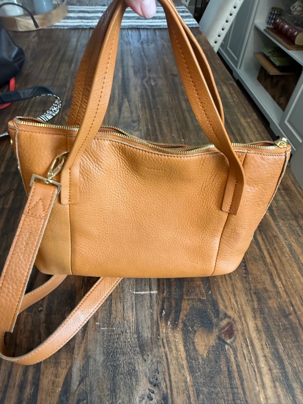 Hammitt Cognac Pebbled Leather Shoulder Bag